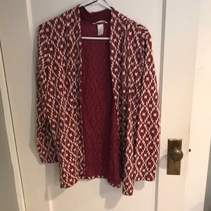 Maroon & Cream Aztec cardigan
